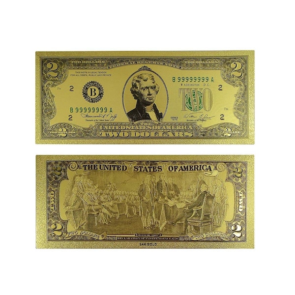 Endless Games 2 Dollar Commemorative Collectible Premium Replica Paper Money Bill 24k Gold Plated Fake Banknote EN3291714 - main